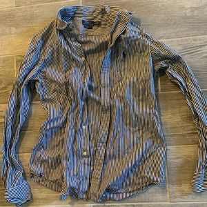 Women’s pinstripe polo button up